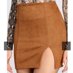 Suede mini skirt